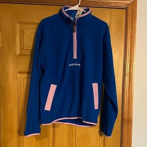 Adidas Royal Blue and Light Pink Half-Zip Top